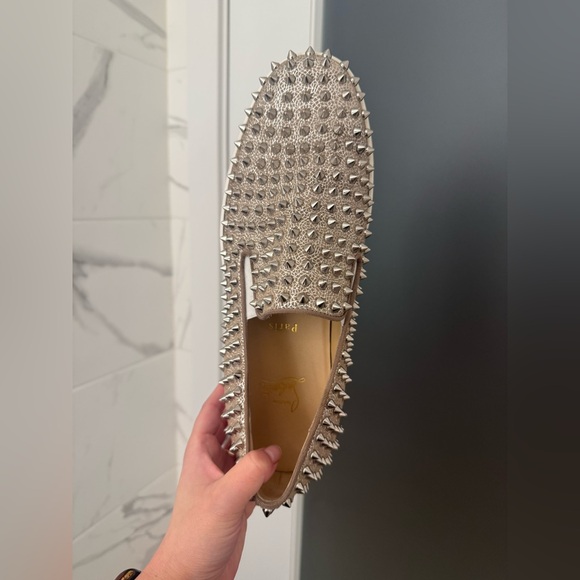 Christian Louboutin Roller Boat Men's Spiked Slip-On Shoes - Silver - Picture 10 of 16